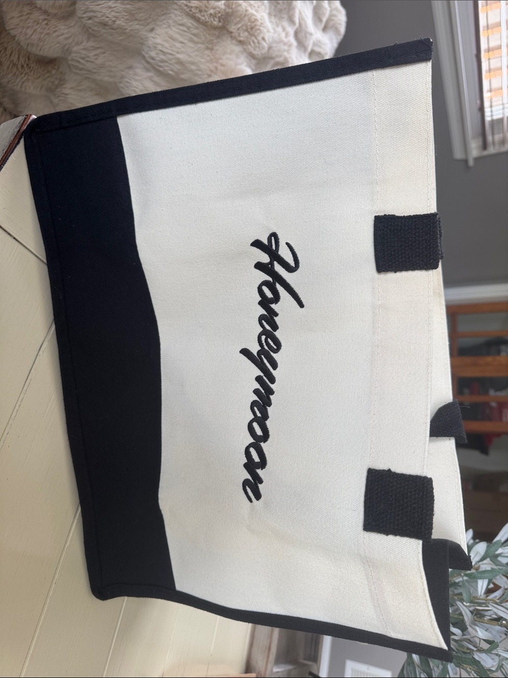 Honeymoon Script Canvas Tote - Black & White